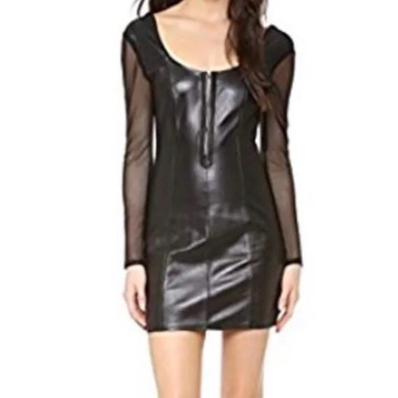 Olcay Gulsen Black Leather mini dress size S - Picture 3 of 8